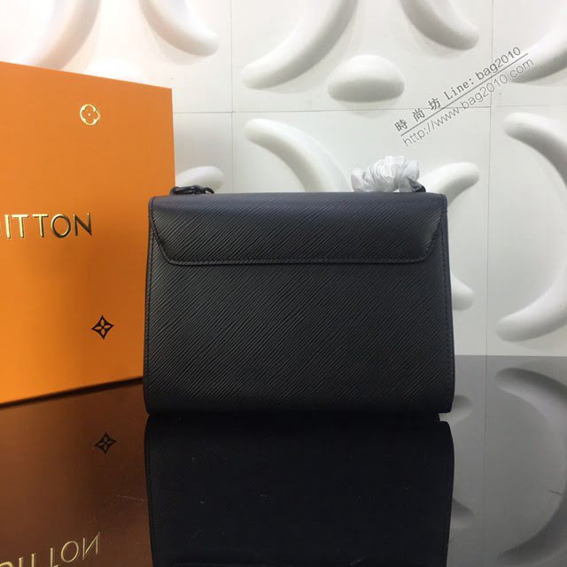LV包包 LV新款女包 M55858 黑色啞光水波紋 TWIST中號手袋 LV單肩斜挎女包  ydh3655